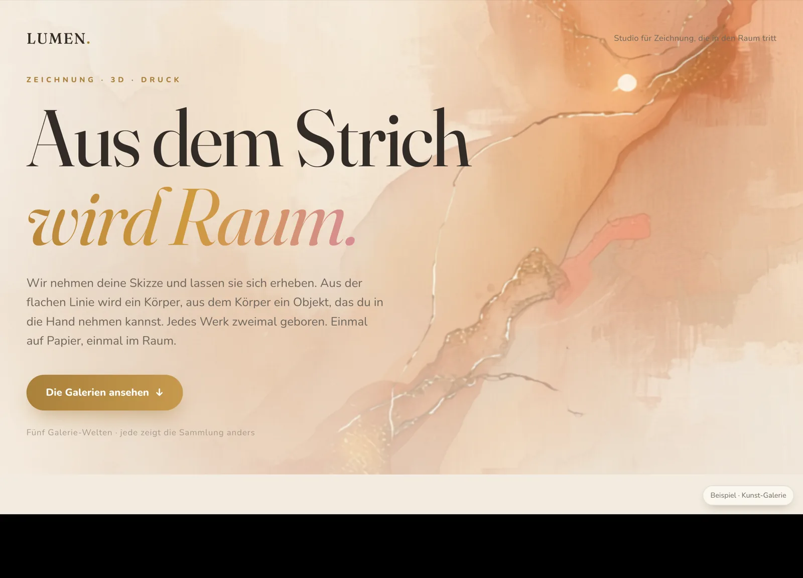 LUMEN · Kunst-Galerie · Zeichnung wird 3D
